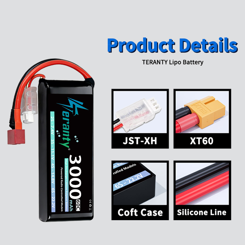 TERANTY 2S 3000mAh Lipo Batter - Drone Battery Connector 评论和价格