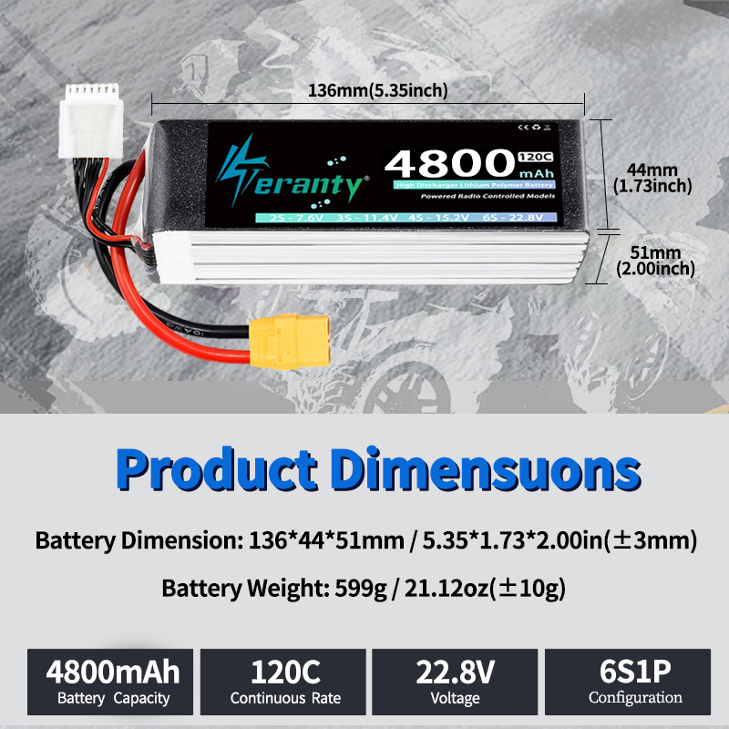 TERANTY 6S 4800mAh Lipo Batter - Drone Battery 6S 评论和价格