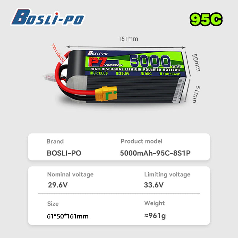 Boslipo P7 Version 5000mAh 95C - Drone Battery 6S 评论和价格